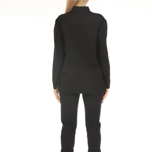 Black Buttoned Asymmetrical Blazer - Picture 5 of 8